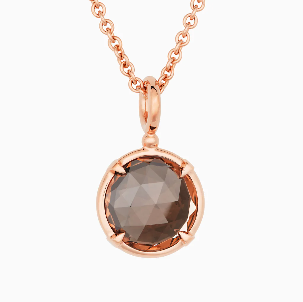 Pendant in Pink Gold with Smokey Quartz