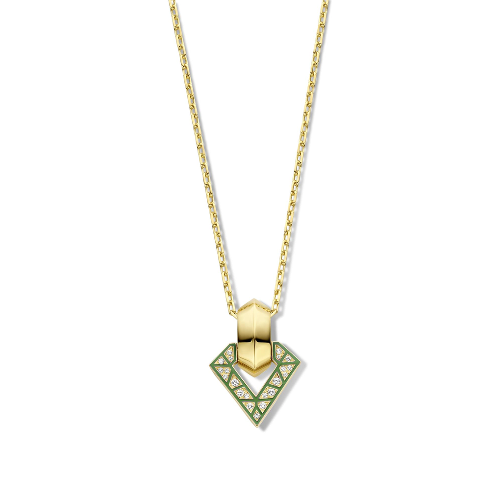 Necklace with Brute Pendant with Enamel & White Diamonds