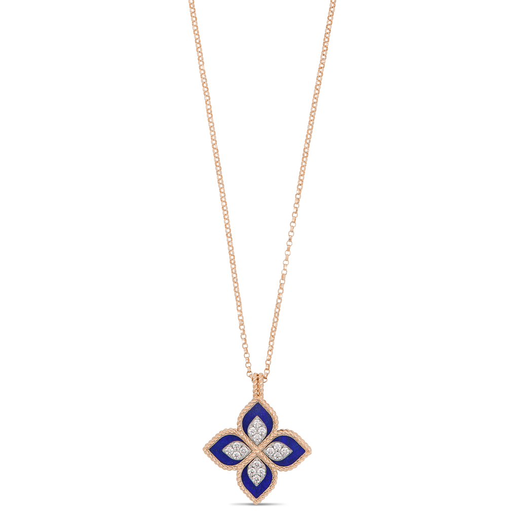 Princess Flower Necklace with Diamonds & Lapis