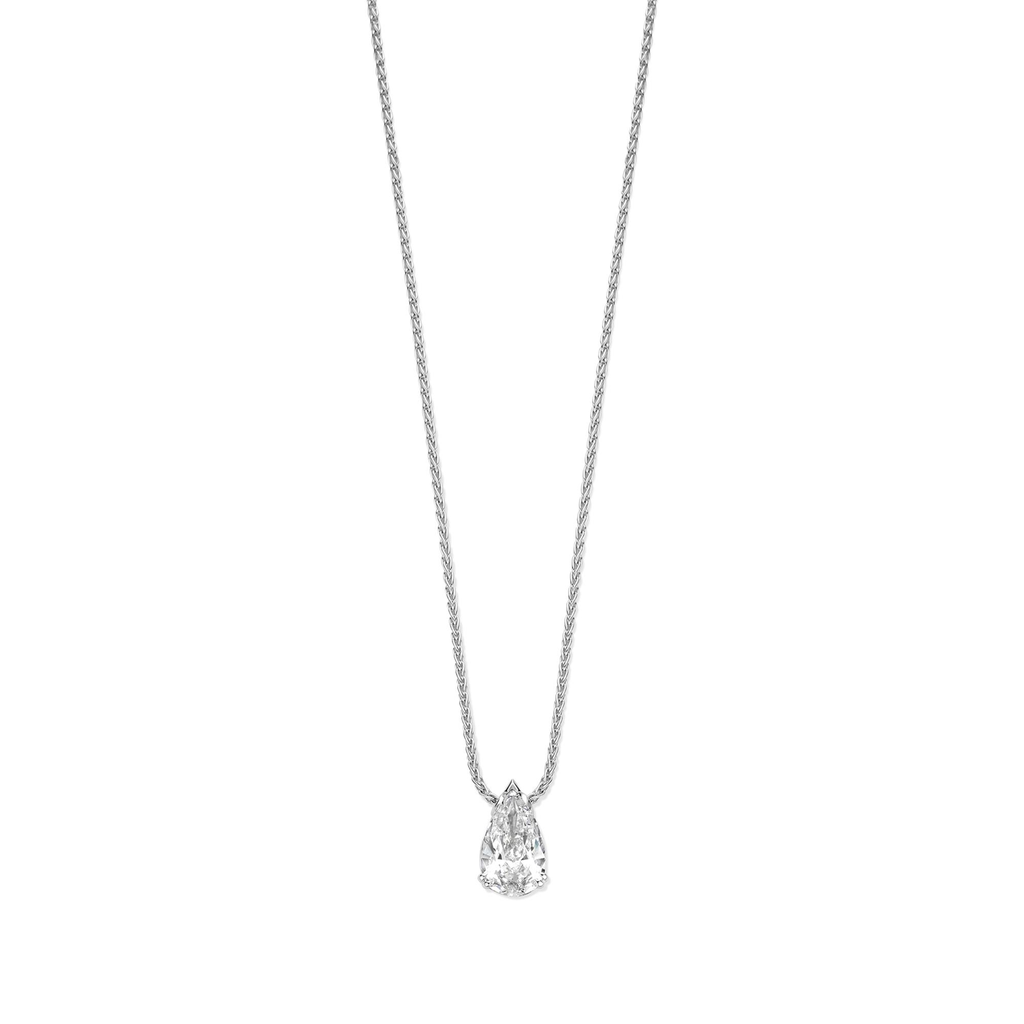 White gold necklace with pear cut