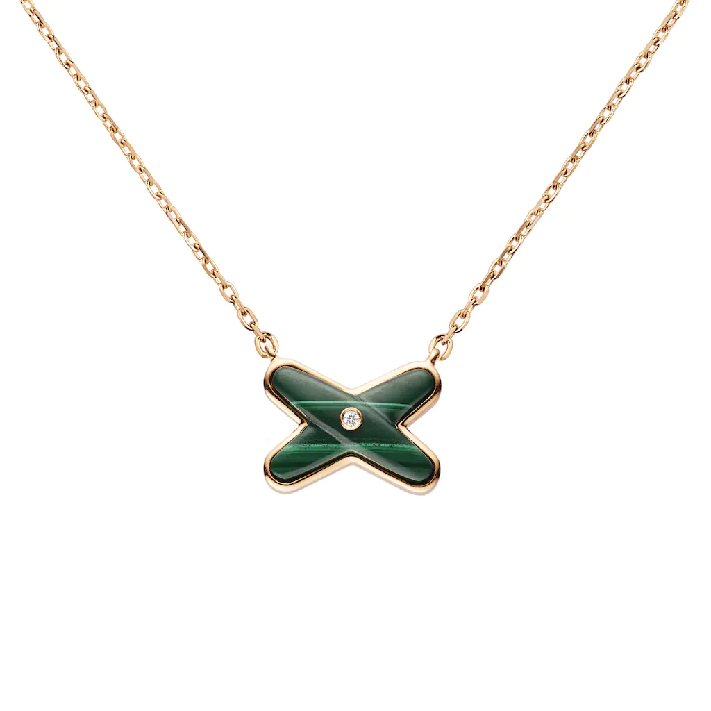 Jeux de Liens Pendant in Pink Gold with Malachite