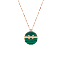 Jeux de Liens Harmony large model pendant in rose gold, set with malachite and brilliant-cut diamonds.