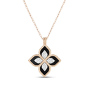Princess Flower Pendant in Pink Gold with Black Jade & Diamonds