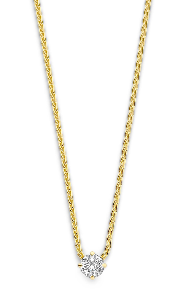 Yellow gold solitaire pendant with diamond