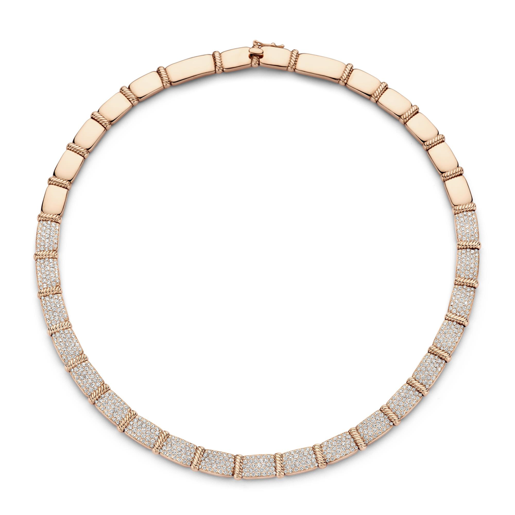 Pink gold collier with diamonds