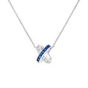 Jeux de Liens Pendant in White Gold with Diamonds and Sapphires
