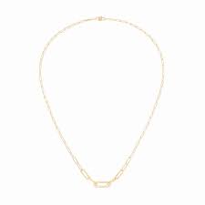 Maillon Small Necklace in Yellow Gold with Diamonds