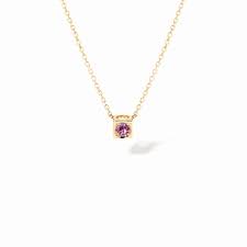 Le Cube necklace in yellow gold with pink sapphire