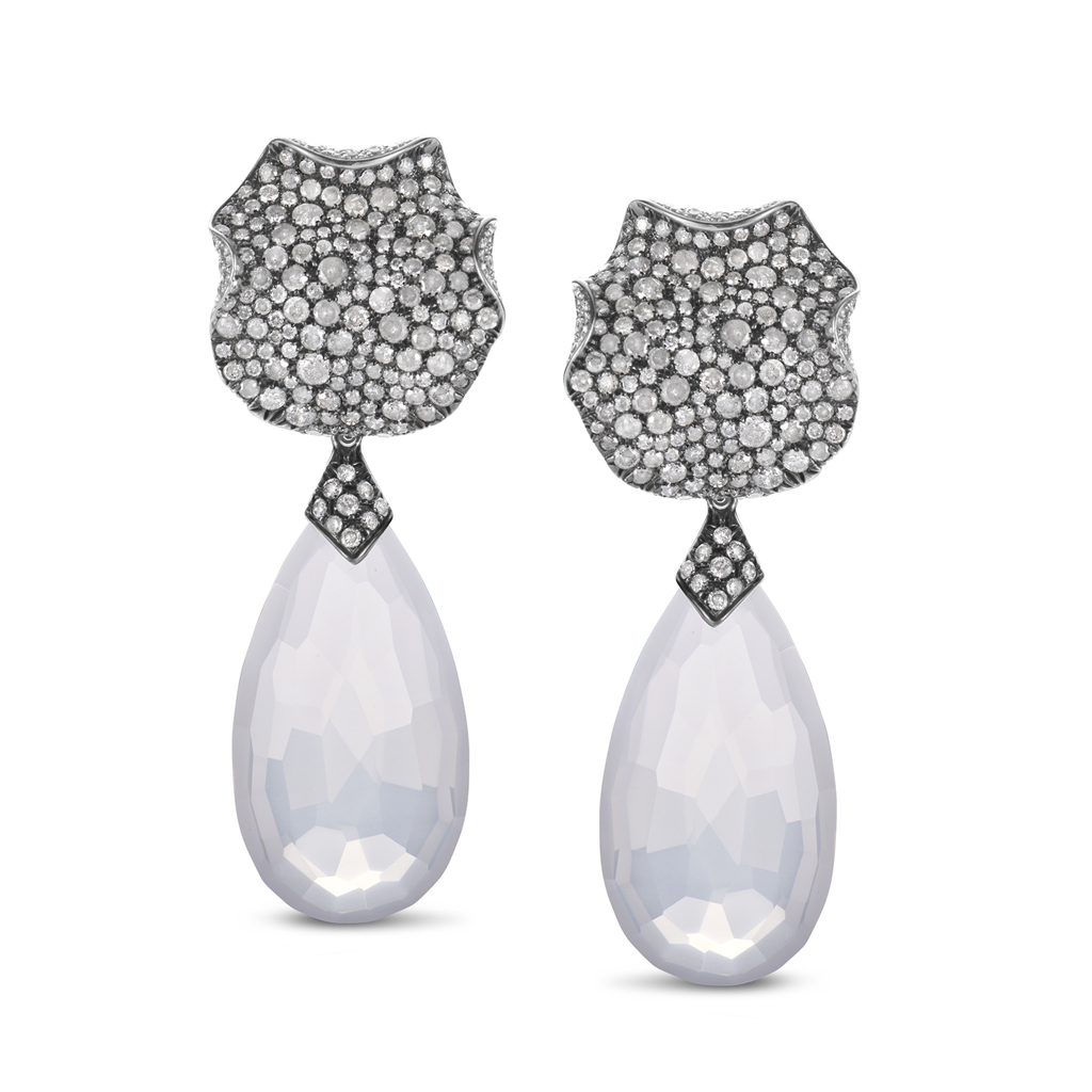 Earrings with ice diamonds and ice quartz