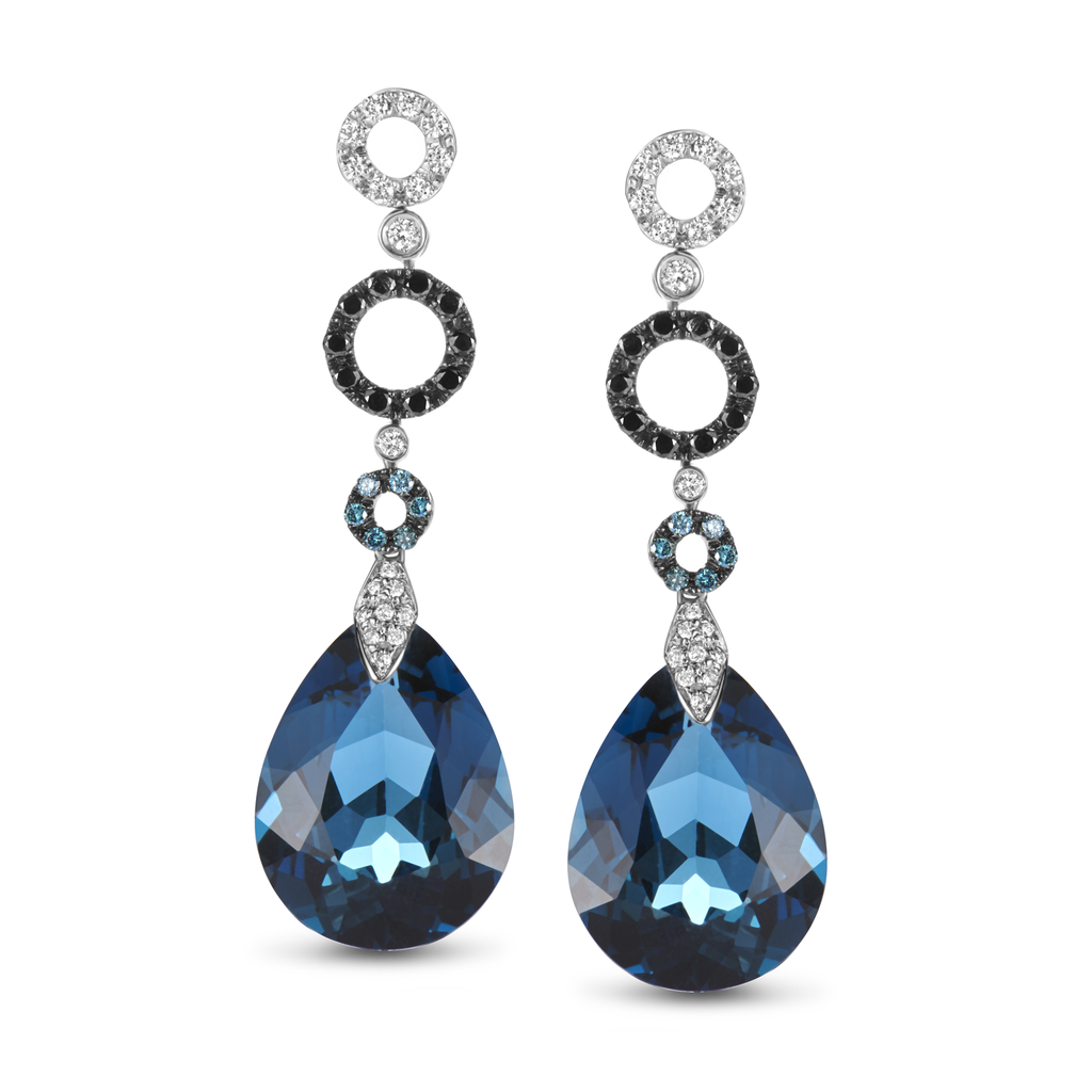 earrings  with blue and diamonds and london blue topaz