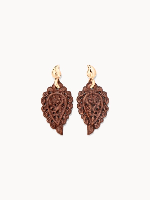 Earrings India Snake wood oorbellen pink gold