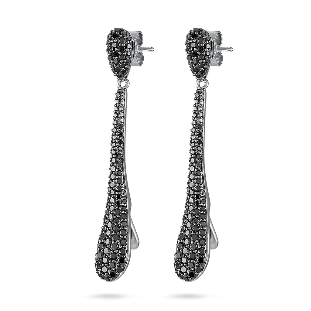 earrings hippy chic white gold set with black diamonds