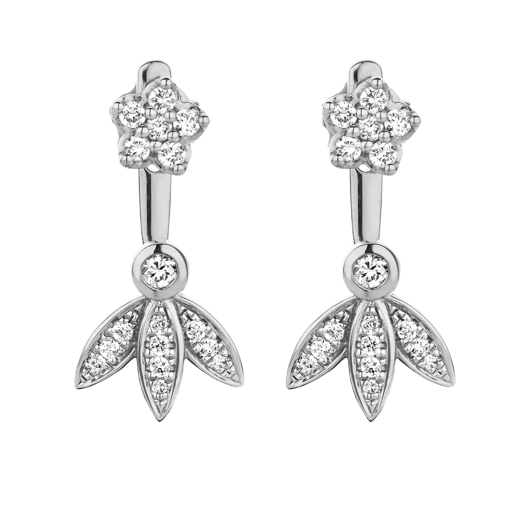 earrings base white gold leaf