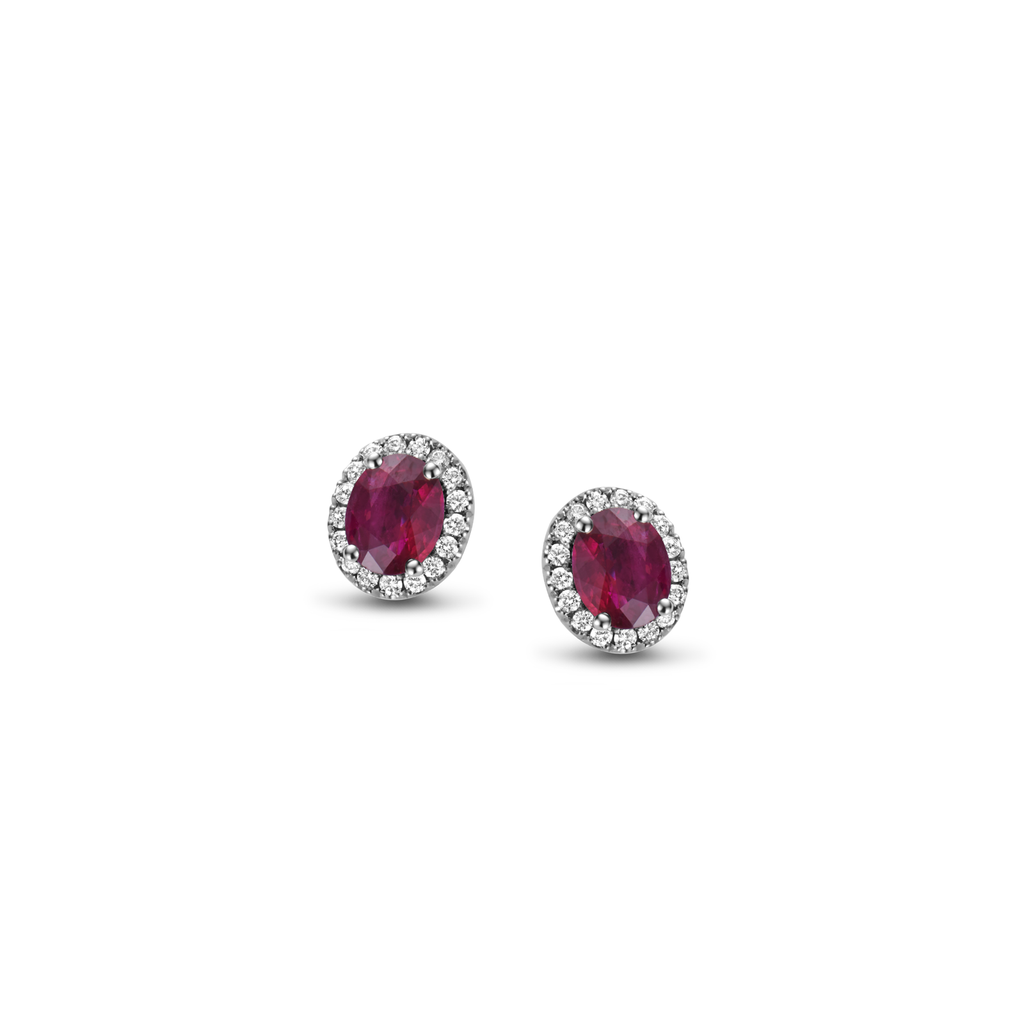 Earrings with diamonds and rubis