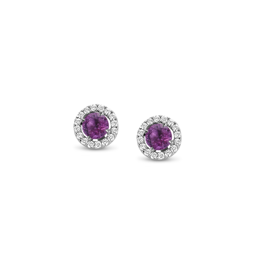 Studs with pink sapphire and diamonds