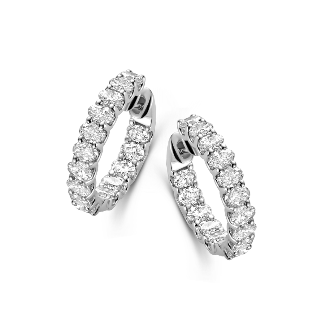 Creoles with oval diamonds