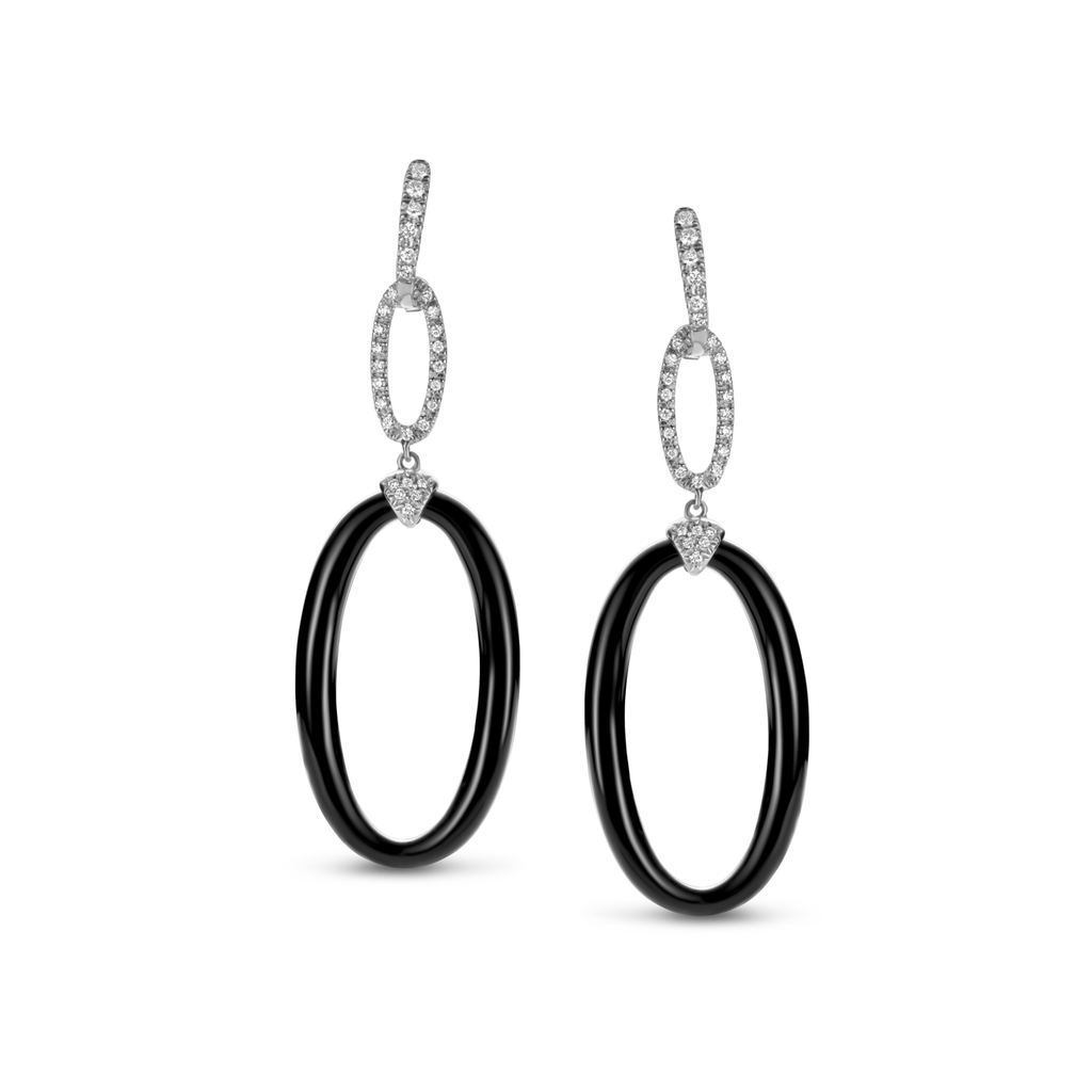Earrings with diamonds and onyx