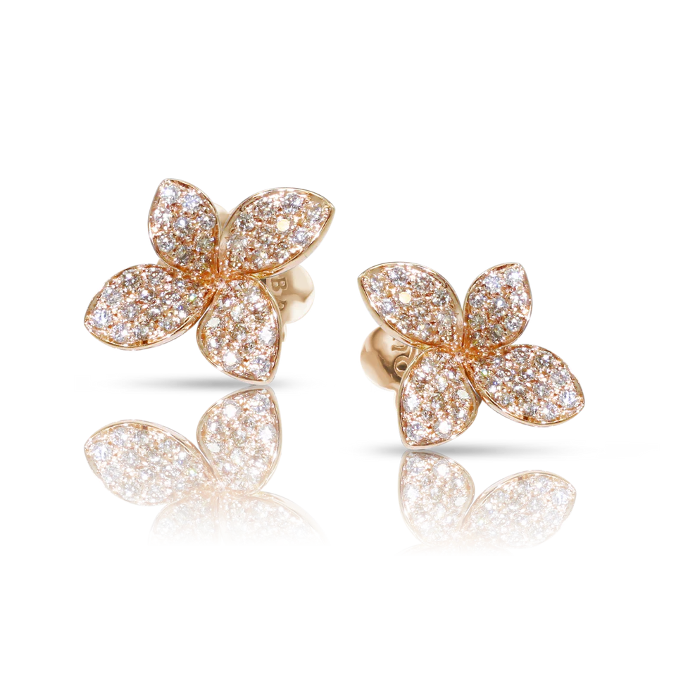 Earrings Petit Garden in Pink Gold set with Diamonds