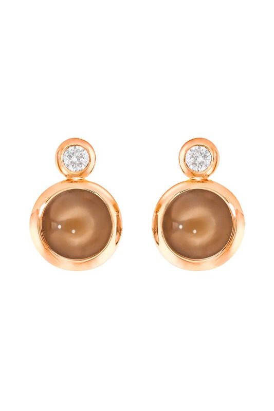 Earrings Bouton brown Moonstone / Classic