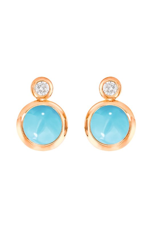 Earrings Bouton Turquoise / Classic red gold
