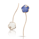 Joli Earrings in Pink Gold with Blue Moon (White Agate and Lapis Lazuli Doublet), White Agate and Mother of Pearl Doublet, White and Champagne Diamond