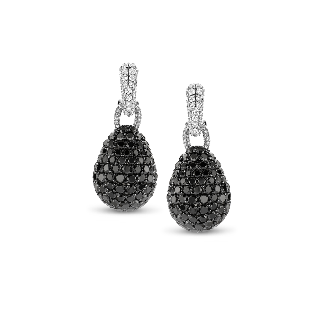 Earrings White gold full set with white and black Diamonds