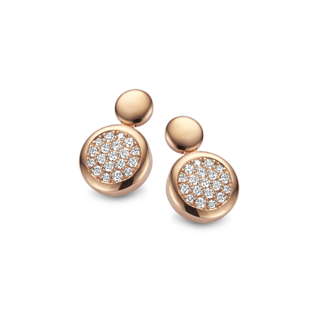 Earrings in gold with diamond pavé