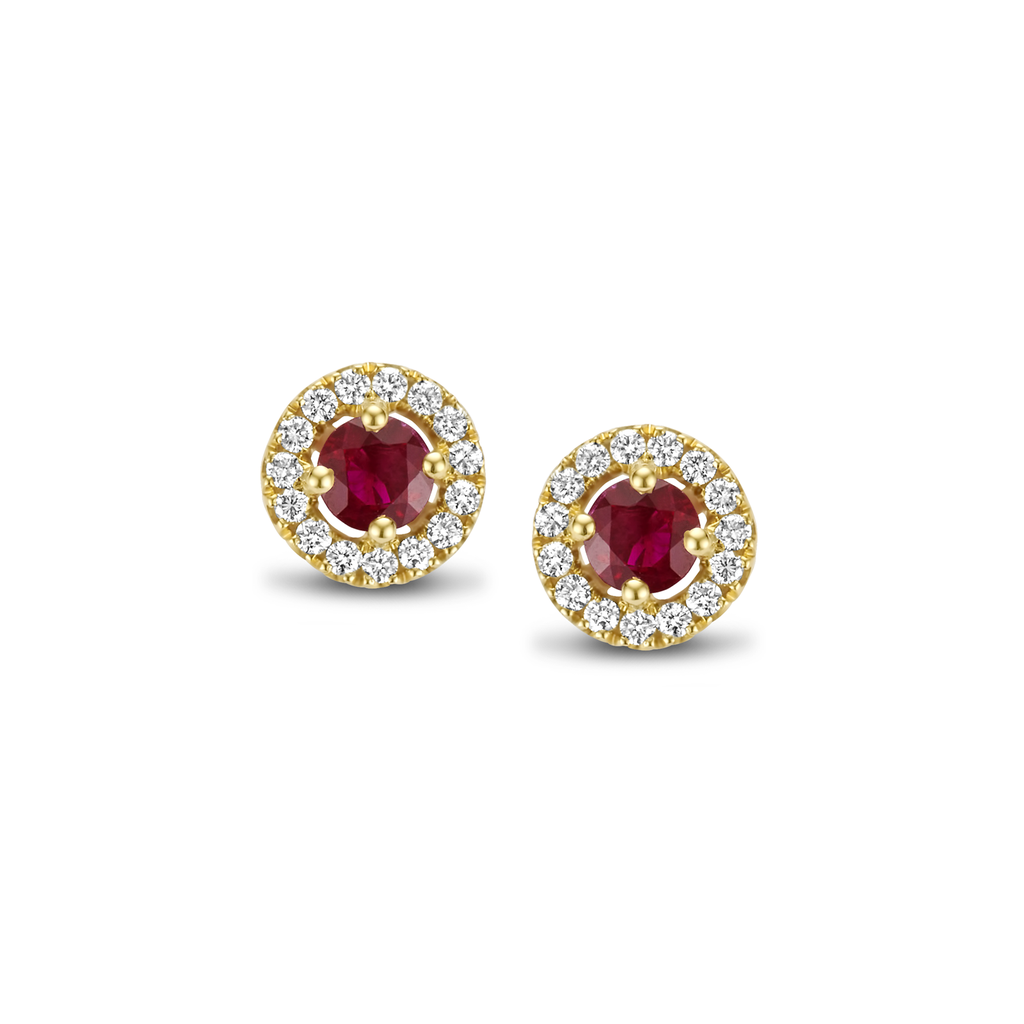 Ruby stud earrings with diamonds