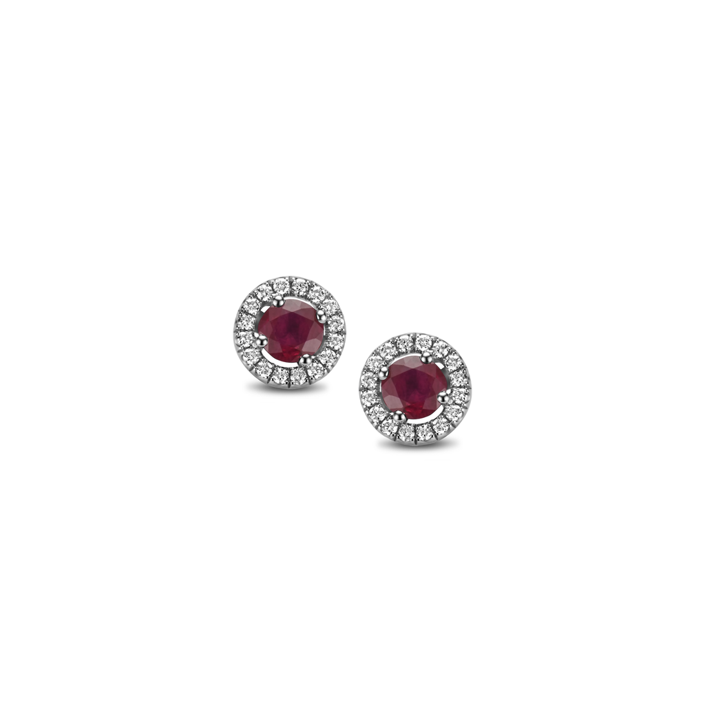 Ruby stud earrings with diamonds