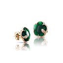 Petit Joli Stud Earrings in Pink Gold with Green Agate, White and Champagne Diamonds