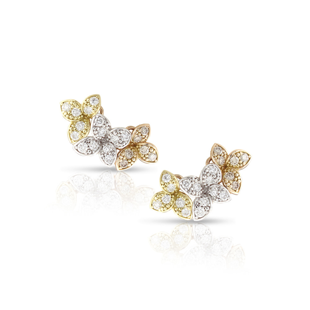 Tricolor Ama Earrings  with White and Champagne Diamonds