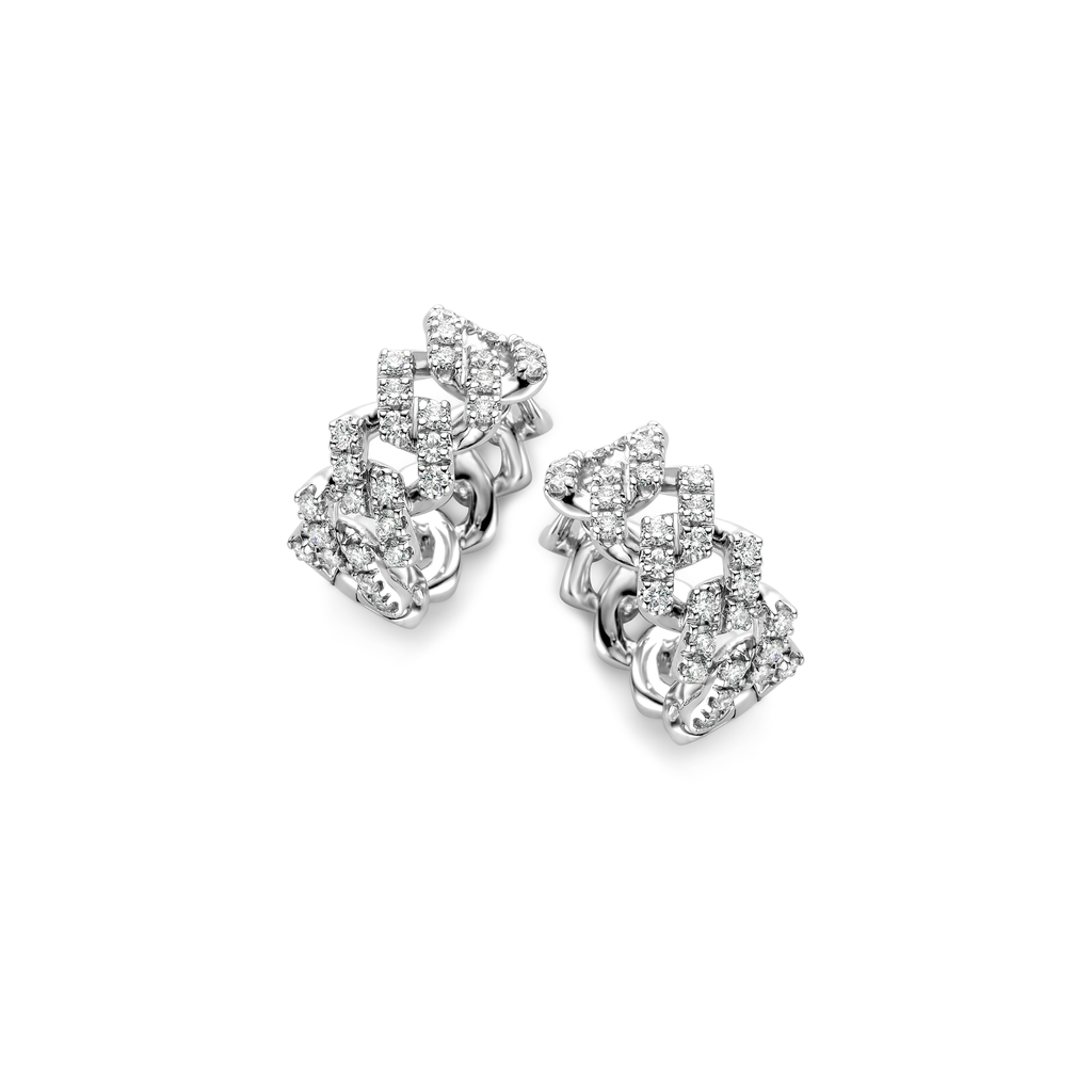 White Gold with Diamonds Chain Hoops