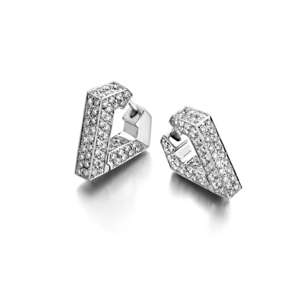 Medium Brute Earrings with White Diamonds