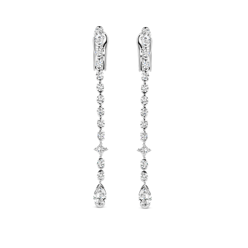 Earrings in White Gold with Multi-shape Diamonds