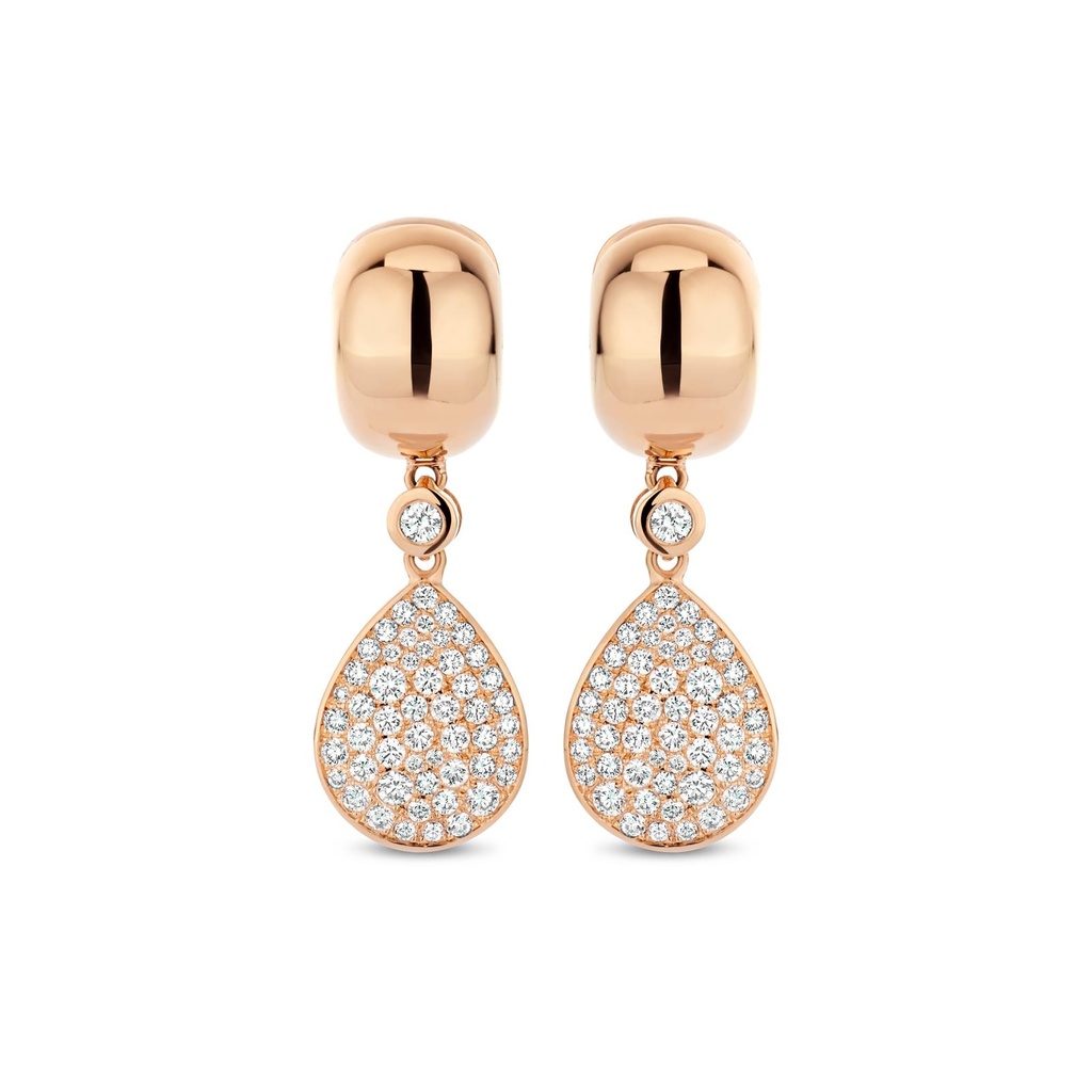 Earrings Pink Gold set with Diamonds