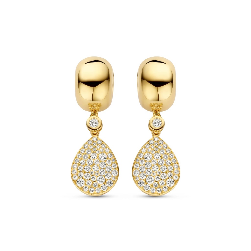 Yellow Gold Earrings set with Diamonds