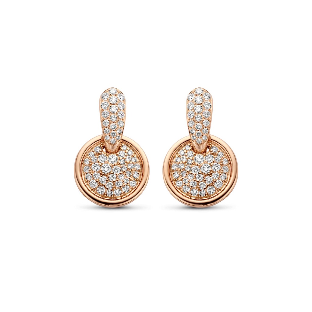 Earrings pink gold with diamonds