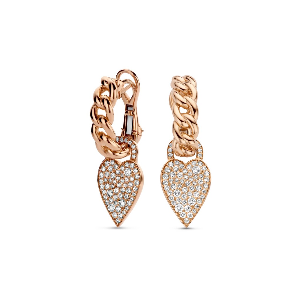Pink gold earrings with diamonds