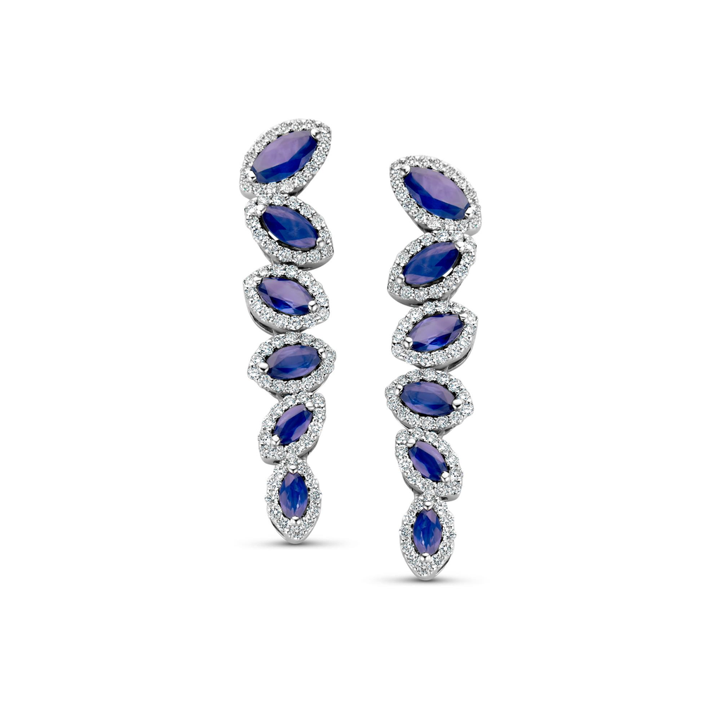 Whitegold earrings with saphire and diamonds