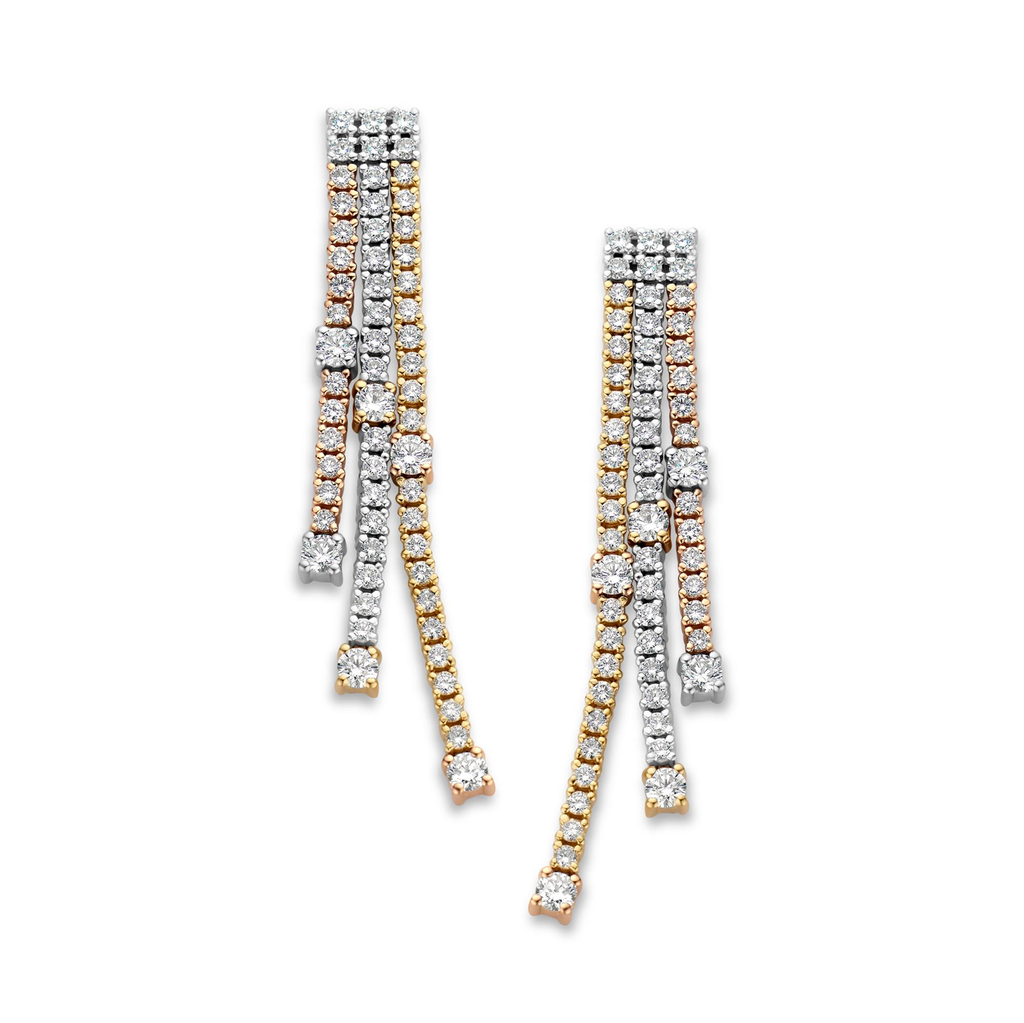 Pink and white gold earrings with diamonds