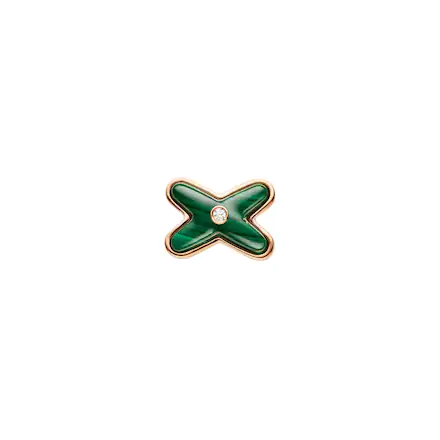 Earring Pink Gold Liens with Malachite