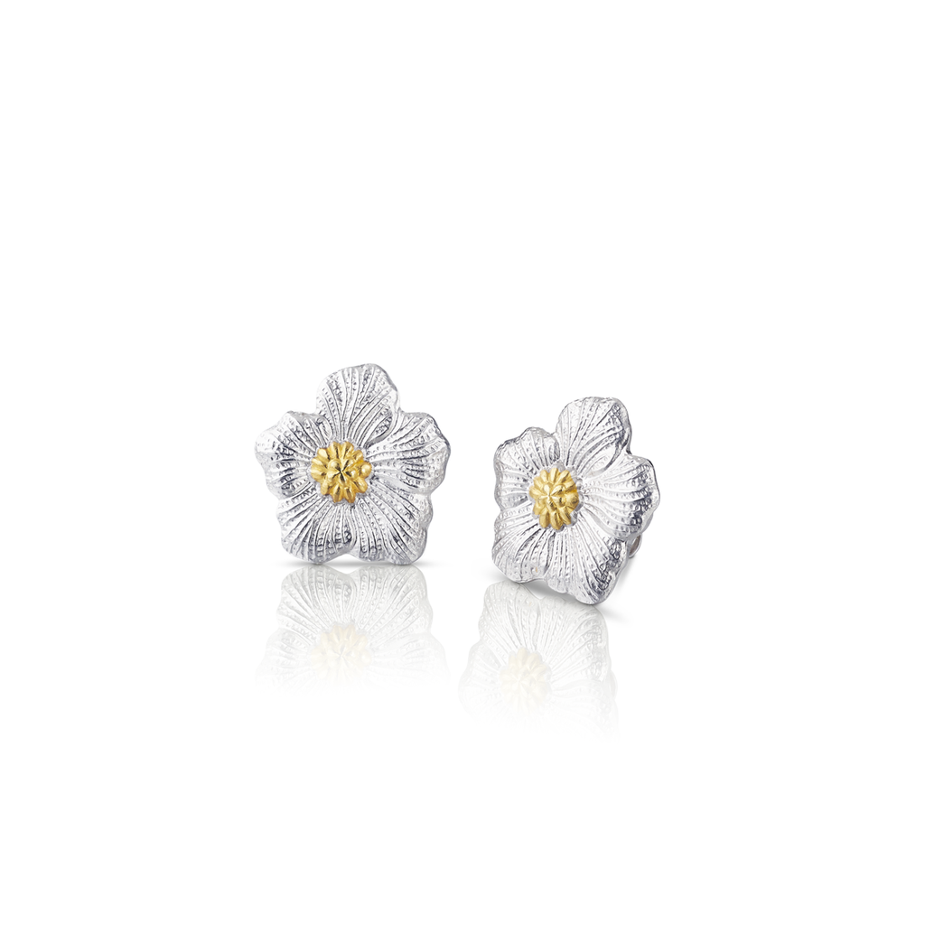 Blossoms Gardenia earrings in silver
