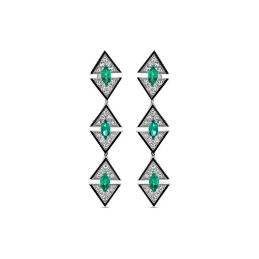 Earrings with Diamonds & Emeralds