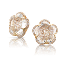 Bon Ton Stud Earrings in Pink Gold with Rock Crystal, White and Champagne Diamonds