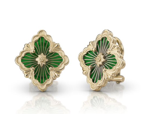 Opera Tulle Earrings in Yellow Gold and Green Agate