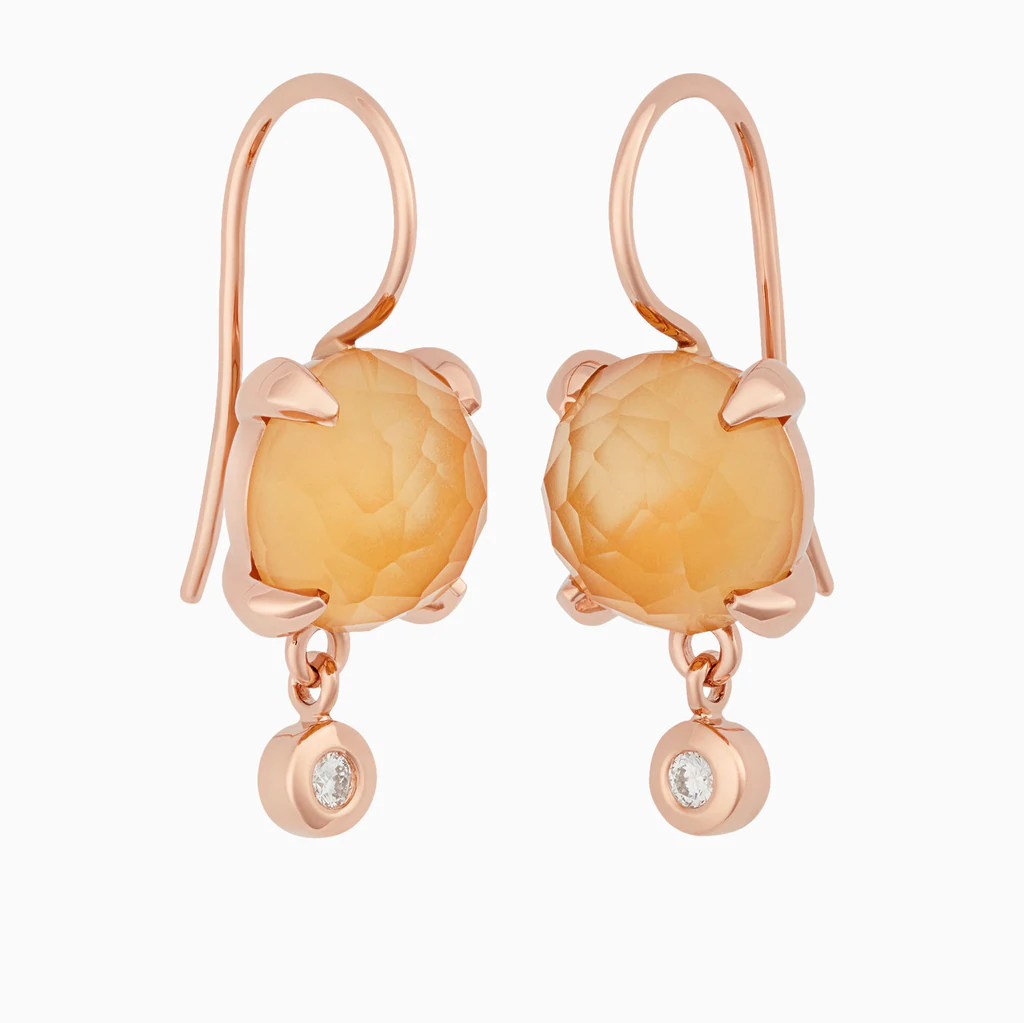 Catch Earrings in Pink Gold with Citrines and Diamonds