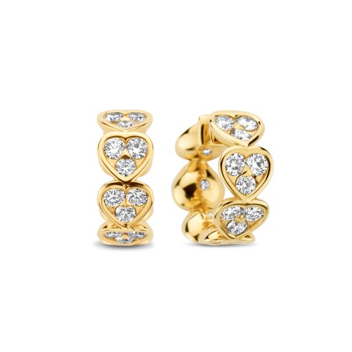 Hoops in Pink Gold with Hearts set with Diamonds