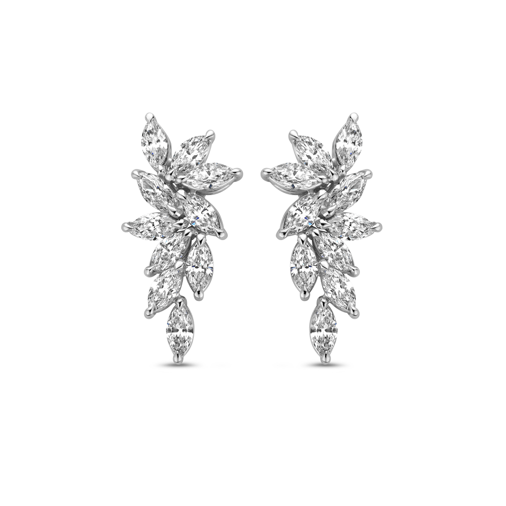 Earrings with Marquise cut diamonds