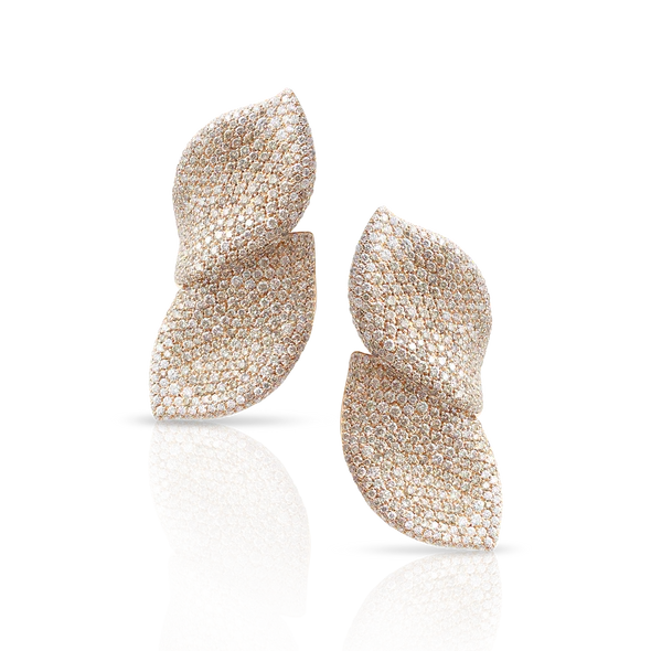 Feel Earrings in 18k Pink Gold with White and Champagne Diamonds