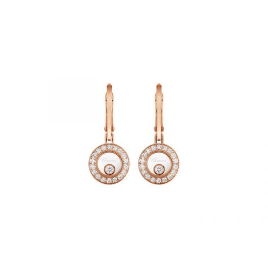 Happy Diamonds Dangling Earrings in Pink Gold